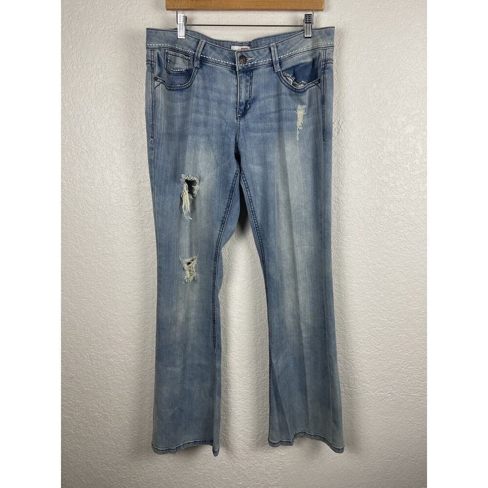 Vintage Bongo Womens Jeans Size 13 Lightwash Flare Leg Embroidered Boho 90's Y2K